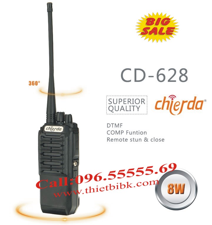 Bộ đàm Chierda CD-628 8W Long Range dùng cho khu công nghiệp, cảng biể