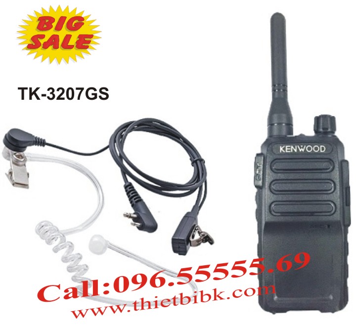 Bộ đàm KENWOOD TK-3207GS sử dụng tai nghe, dùng cho nhà hàng, quán bia, khách sạn