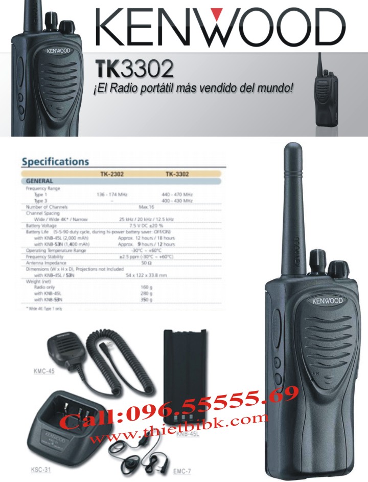 Bo dam KENWOOD TK-3302 UHF dung cho san bay cang bien