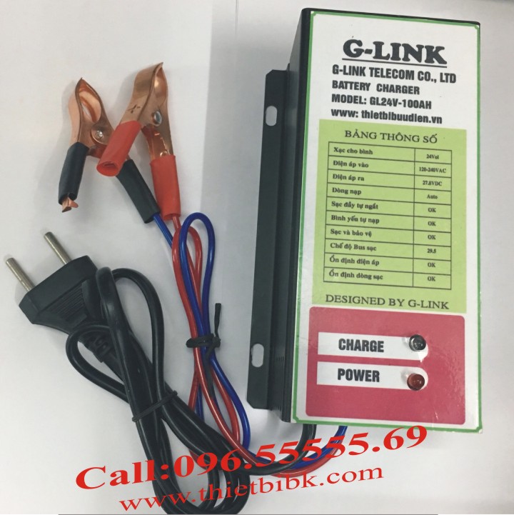 Bộ Sạc ắc quy tự động G-LINK 24V-100Ah dùng cho gia đình, cửa hàng