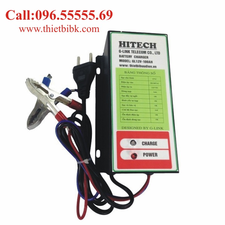 Bộ Sạc ắc quy tự động HITECH GL12V-100Ah dùng sạc ắc quy ô tô xe máy