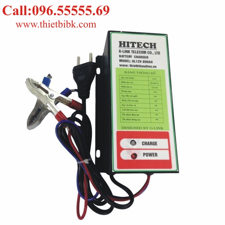 Bộ Sạc ắc quy tự động HITECH GL12V-200Ah dùng sạc ắc quy ô tô xe máy