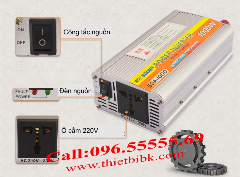 Máy đổi điện không sạc SUOER SDA-1000