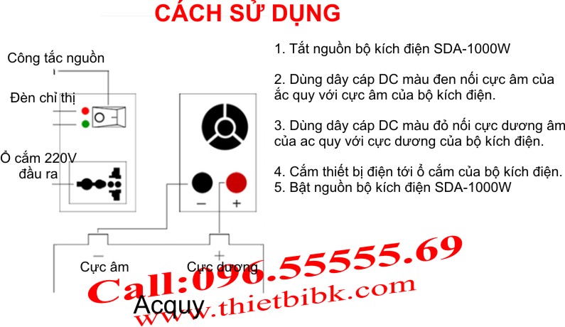 Máy đổi điện không sạc SUOER SDA-1000