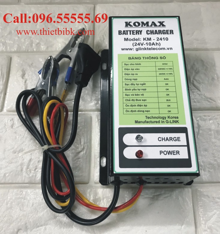 Sạc ắc quy tự động KOMAX KM-2410 24V 100Ah dùng sạc ắc quy trạm BTS